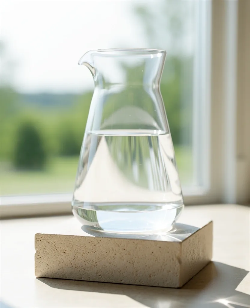 Clear water on stone pedestal